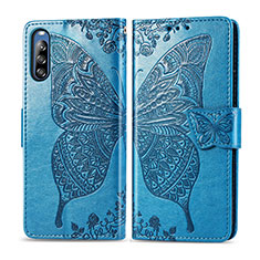 Handytasche Stand Schutzhülle Flip Leder Hülle Schmetterling für Sony Xperia L4 Blau