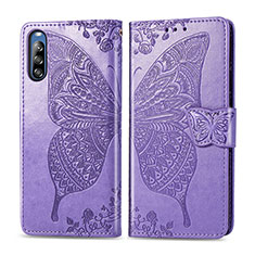 Handytasche Stand Schutzhülle Flip Leder Hülle Schmetterling für Sony Xperia L4 Helles Lila