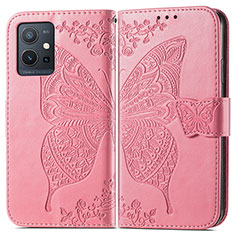 Handytasche Stand Schutzhülle Flip Leder Hülle Schmetterling für Vivo iQOO Z6 5G Pink