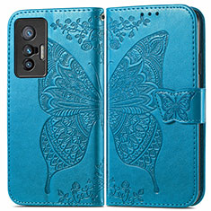 Handytasche Stand Schutzhülle Flip Leder Hülle Schmetterling für Vivo X70 5G Blau