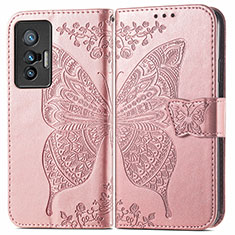 Handytasche Stand Schutzhülle Flip Leder Hülle Schmetterling für Vivo X70 5G Rosa