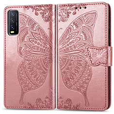 Handytasche Stand Schutzhülle Flip Leder Hülle Schmetterling für Vivo Y11s Rosa