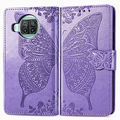 Handytasche Stand Schutzhülle Flip Leder Hülle Schmetterling für Xiaomi Mi 10T Lite 5G Helles Lila