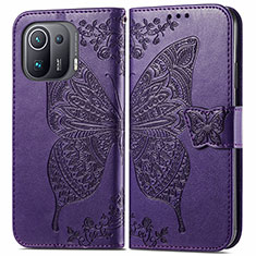 Handytasche Stand Schutzhülle Flip Leder Hülle Schmetterling für Xiaomi Mi 11 Pro 5G Violett
