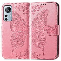 Handytasche Stand Schutzhülle Flip Leder Hülle Schmetterling für Xiaomi Mi 12 5G Pink