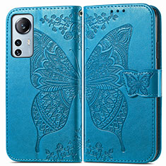Handytasche Stand Schutzhülle Flip Leder Hülle Schmetterling für Xiaomi Mi 12 Lite 5G Blau