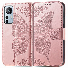 Handytasche Stand Schutzhülle Flip Leder Hülle Schmetterling für Xiaomi Mi 12S 5G Rosa