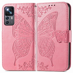 Handytasche Stand Schutzhülle Flip Leder Hülle Schmetterling für Xiaomi Mi 12T Pro 5G Pink