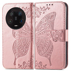Handytasche Stand Schutzhülle Flip Leder Hülle Schmetterling für Xiaomi Mi 13 Ultra 5G Rosegold