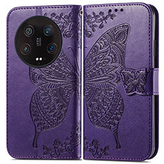 Handytasche Stand Schutzhülle Flip Leder Hülle Schmetterling für Xiaomi Mi 13 Ultra 5G Violett