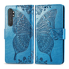 Handytasche Stand Schutzhülle Flip Leder Hülle Schmetterling für Xiaomi Mi Note 10 Lite Blau
