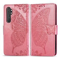 Handytasche Stand Schutzhülle Flip Leder Hülle Schmetterling für Xiaomi Mi Note 10 Lite Pink