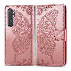 Handytasche Stand Schutzhülle Flip Leder Hülle Schmetterling für Xiaomi Mi Note 10 Lite Rosa