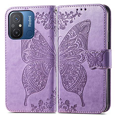 Handytasche Stand Schutzhülle Flip Leder Hülle Schmetterling für Xiaomi Poco C55 Helles Lila