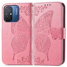 Handytasche Stand Schutzhülle Flip Leder Hülle Schmetterling für Xiaomi Poco C55 Pink