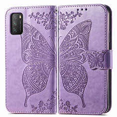 Handytasche Stand Schutzhülle Flip Leder Hülle Schmetterling für Xiaomi Poco M3 Helles Lila