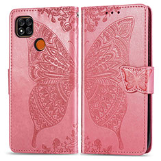 Handytasche Stand Schutzhülle Flip Leder Hülle Schmetterling für Xiaomi Redmi 10A 4G Pink