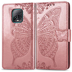 Handytasche Stand Schutzhülle Flip Leder Hülle Schmetterling für Xiaomi Redmi 10X 5G Rosa