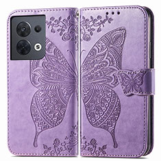 Handytasche Stand Schutzhülle Flip Leder Hülle Schmetterling für Xiaomi Redmi Note 13 5G Helles Lila