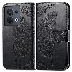 Handytasche Stand Schutzhülle Flip Leder Hülle Schmetterling für Xiaomi Redmi Note 13 5G Schwarz