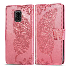 Handytasche Stand Schutzhülle Flip Leder Hülle Schmetterling für Xiaomi Redmi Note 9 Pro Pink
