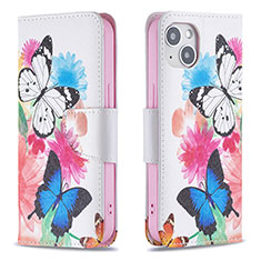 Handytasche Stand Schutzhülle Flip Leder Hülle Schmetterling L01 für Apple iPhone 13 Mini Rosa