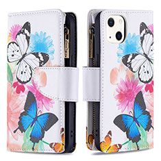 Handytasche Stand Schutzhülle Flip Leder Hülle Schmetterling L03 für Apple iPhone 13 Mini Rosa