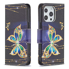 Handytasche Stand Schutzhülle Flip Leder Hülle Schmetterling L07 für Apple iPhone 13 Pro Plusfarbig
