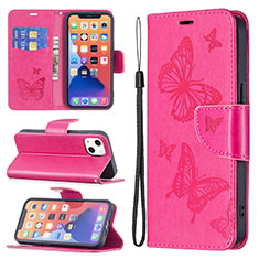 Handytasche Stand Schutzhülle Flip Leder Hülle Schmetterling L09 für Apple iPhone 13 Mini Pink