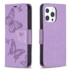 Handytasche Stand Schutzhülle Flip Leder Hülle Schmetterling L09 für Apple iPhone 14 Pro Violett