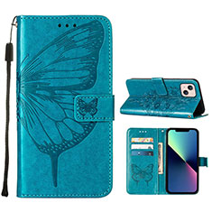 Handytasche Stand Schutzhülle Flip Leder Hülle Schmetterling L10 für Apple iPhone 13 Mini Blau