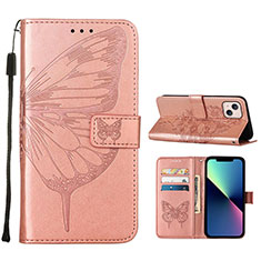 Handytasche Stand Schutzhülle Flip Leder Hülle Schmetterling L10 für Apple iPhone 13 Mini Rosegold