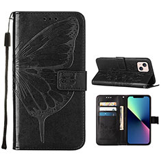Handytasche Stand Schutzhülle Flip Leder Hülle Schmetterling L10 für Apple iPhone 13 Mini Schwarz