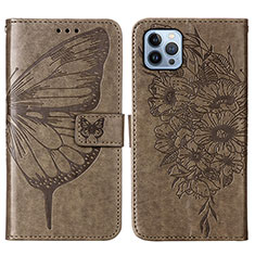 Handytasche Stand Schutzhülle Flip Leder Hülle Schmetterling L10 für Apple iPhone 13 Pro Dunkelgrau