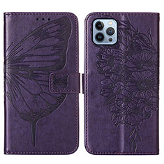 Handytasche Stand Schutzhülle Flip Leder Hülle Schmetterling L10 für Apple iPhone 13 Pro Max Violett