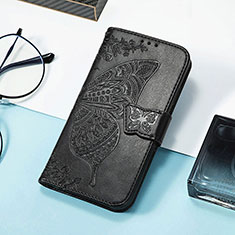 Handytasche Stand Schutzhülle Flip Leder Hülle Schmetterling S01D für Samsung Galaxy M13 5G Schwarz