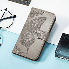 Handytasche Stand Schutzhülle Flip Leder Hülle Schmetterling S01D für Samsung Galaxy XCover 6 Pro 5G Grau