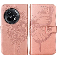 Handytasche Stand Schutzhülle Flip Leder Hülle Schmetterling Y01B für OnePlus 11R 5G Rosegold