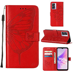 Handytasche Stand Schutzhülle Flip Leder Hülle Schmetterling Y01B für OnePlus Nord N300 5G Rot