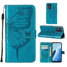 Handytasche Stand Schutzhülle Flip Leder Hülle Schmetterling Y01B für Oppo F21 Pro 4G Blau