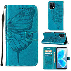 Handytasche Stand Schutzhülle Flip Leder Hülle Schmetterling Y01B für Oppo Find X5 5G Blau