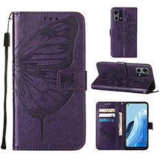 Handytasche Stand Schutzhülle Flip Leder Hülle Schmetterling Y01B für Oppo Reno8 4G Violett