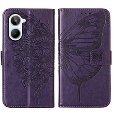 Handytasche Stand Schutzhülle Flip Leder Hülle Schmetterling Y01B für Realme 10 4G Violett