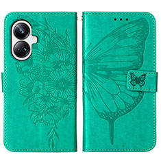 Handytasche Stand Schutzhülle Flip Leder Hülle Schmetterling Y01B für Realme 10 Pro+ Plus 5G Grün