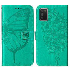 Handytasche Stand Schutzhülle Flip Leder Hülle Schmetterling Y01B für Samsung Galaxy A02s Grün