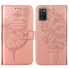 Handytasche Stand Schutzhülle Flip Leder Hülle Schmetterling Y01B für Samsung Galaxy A02s Rosegold
