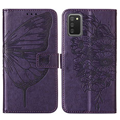 Handytasche Stand Schutzhülle Flip Leder Hülle Schmetterling Y01B für Samsung Galaxy A02s Violett
