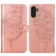 Handytasche Stand Schutzhülle Flip Leder Hülle Schmetterling Y01B für Samsung Galaxy A13 5G Rosegold
