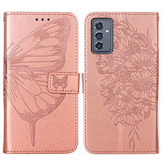Handytasche Stand Schutzhülle Flip Leder Hülle Schmetterling Y01B für Samsung Galaxy A25 5G Rosegold