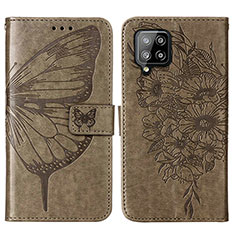Handytasche Stand Schutzhülle Flip Leder Hülle Schmetterling Y01B für Samsung Galaxy A42 5G Grau